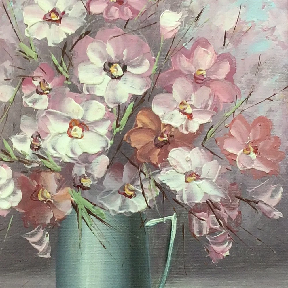 Vintage Original Art floral painting - Picture 2 of 5
